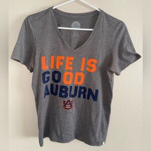 Life is Good Go Auburn University‎ Gray V Neck T-Shirt size Small Football